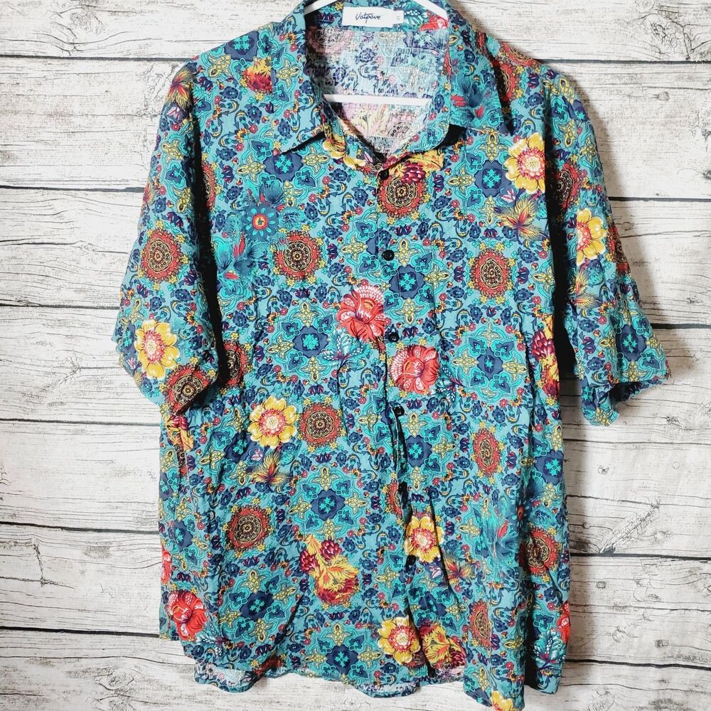 VATPAVE Mens Summer Tropical Shirts Short Sleeve Button Down Aloha Hawaiian...